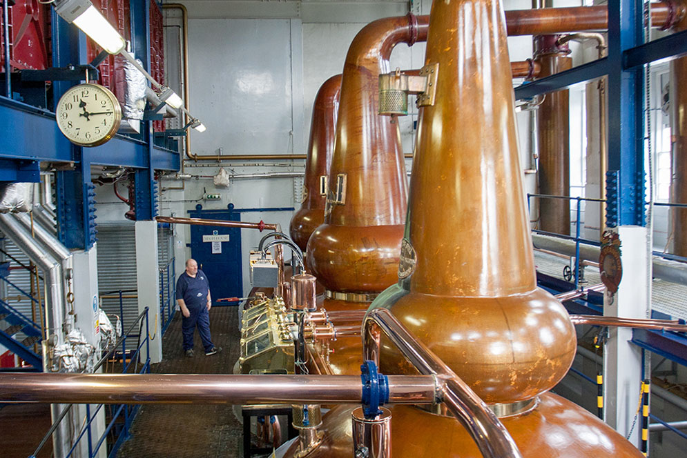 Die Stills der Destillerie Deanston. Copyright Michael Schmidt
