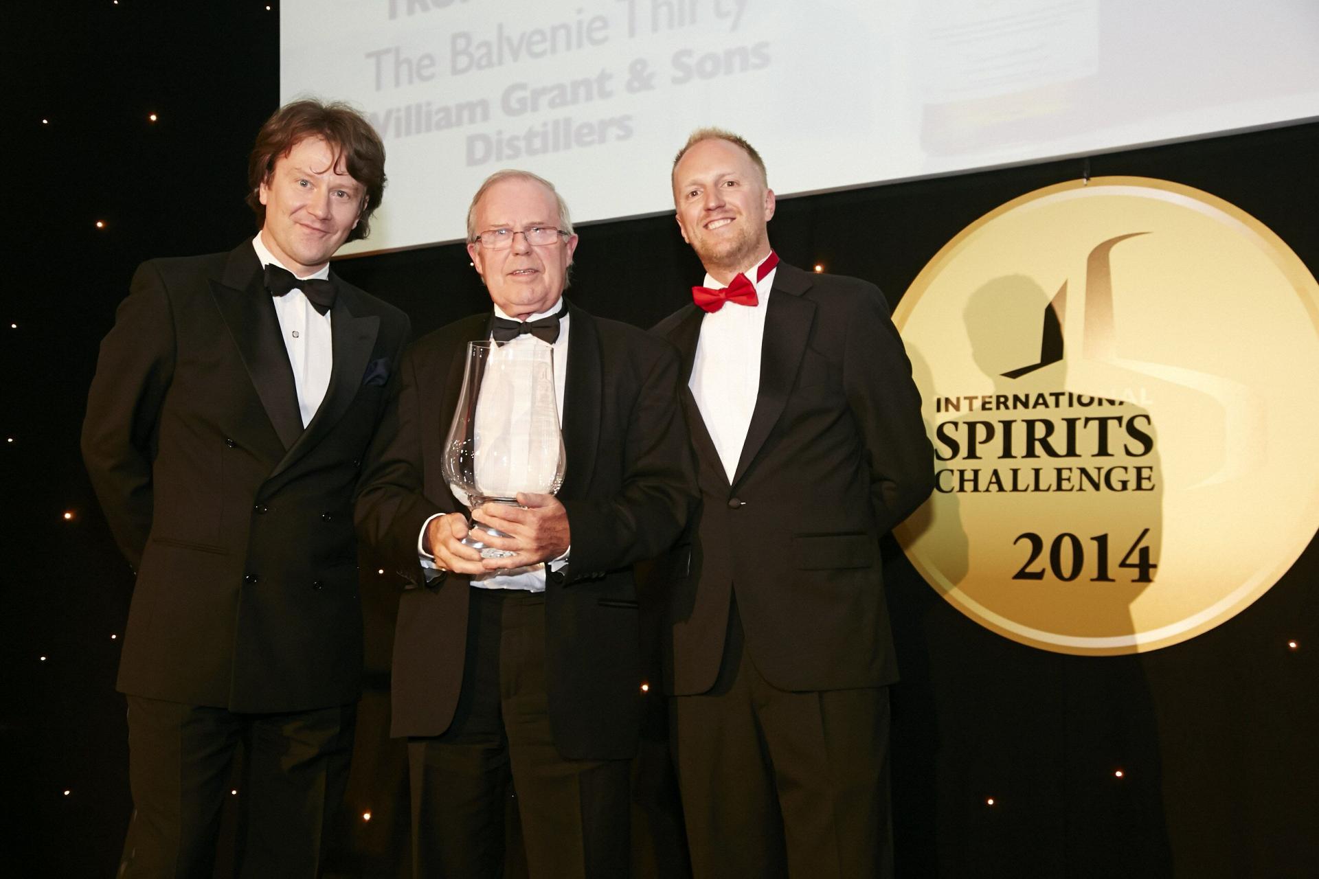 David Stewart accepting the Gold Medal award for The Balvenie 30 at the International Spirits Challenge 2014