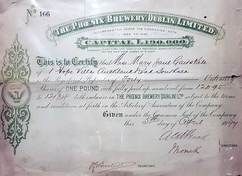 Ein Dokument der Phoenix Brewery