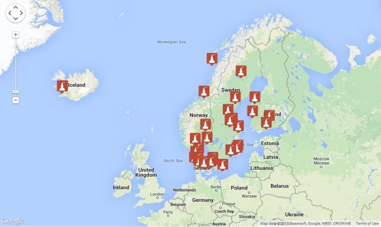 Whiskysaga.com: Karte der skandinavischen Destillerien