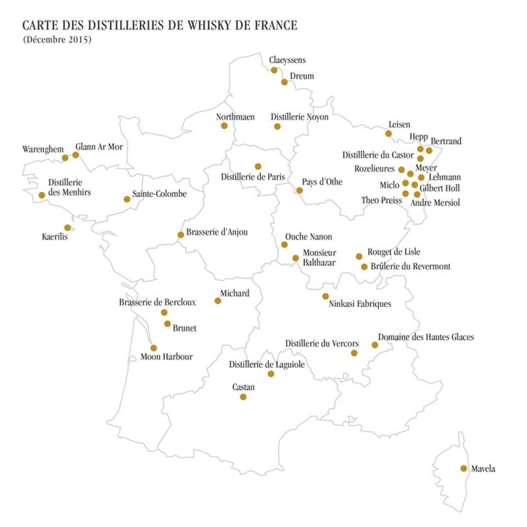 Whisky im Bild: Eine Karte französischer Whisky-Destillerien