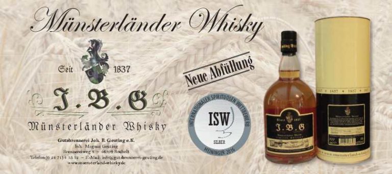 PR: J.B.G. Münsterländer Whisky beim ISW 2016 mit Silbermedaille ausgezeichnet