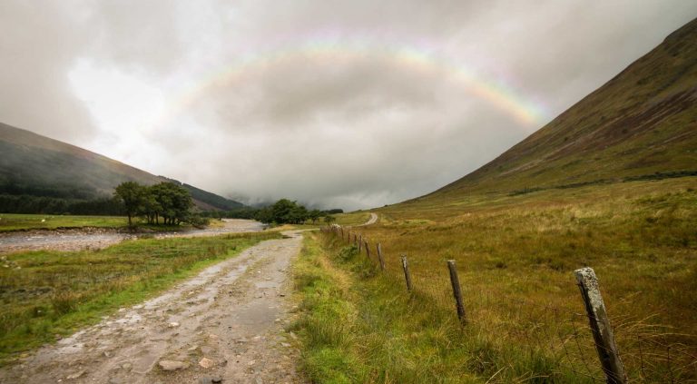 Whisky im Bild: Regenbogen am West Highland Way (Wallpaper)