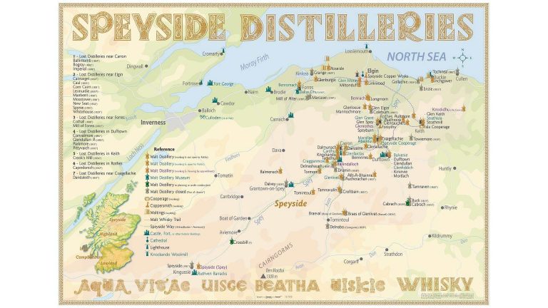 Exklusiv: Eine Karte der Speyside Distilleries