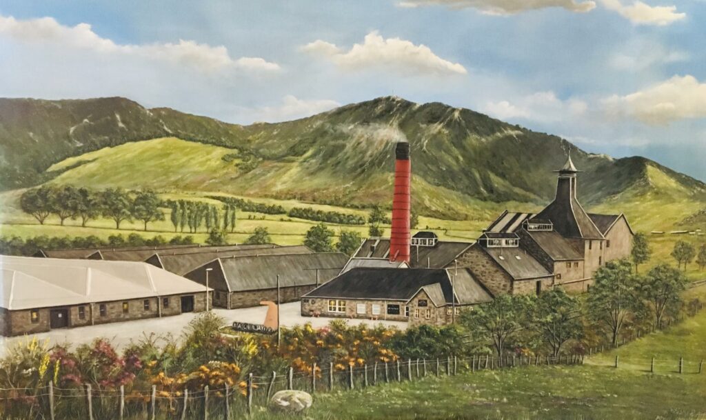 Die Destillerie Balblair, Gemälde von David Christopher Schlierenkämper