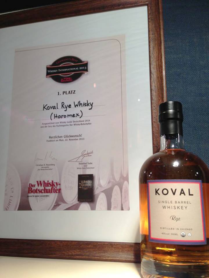 KOVAL Rye Whisky erzielt Platz 1 bei Whisky International 2013